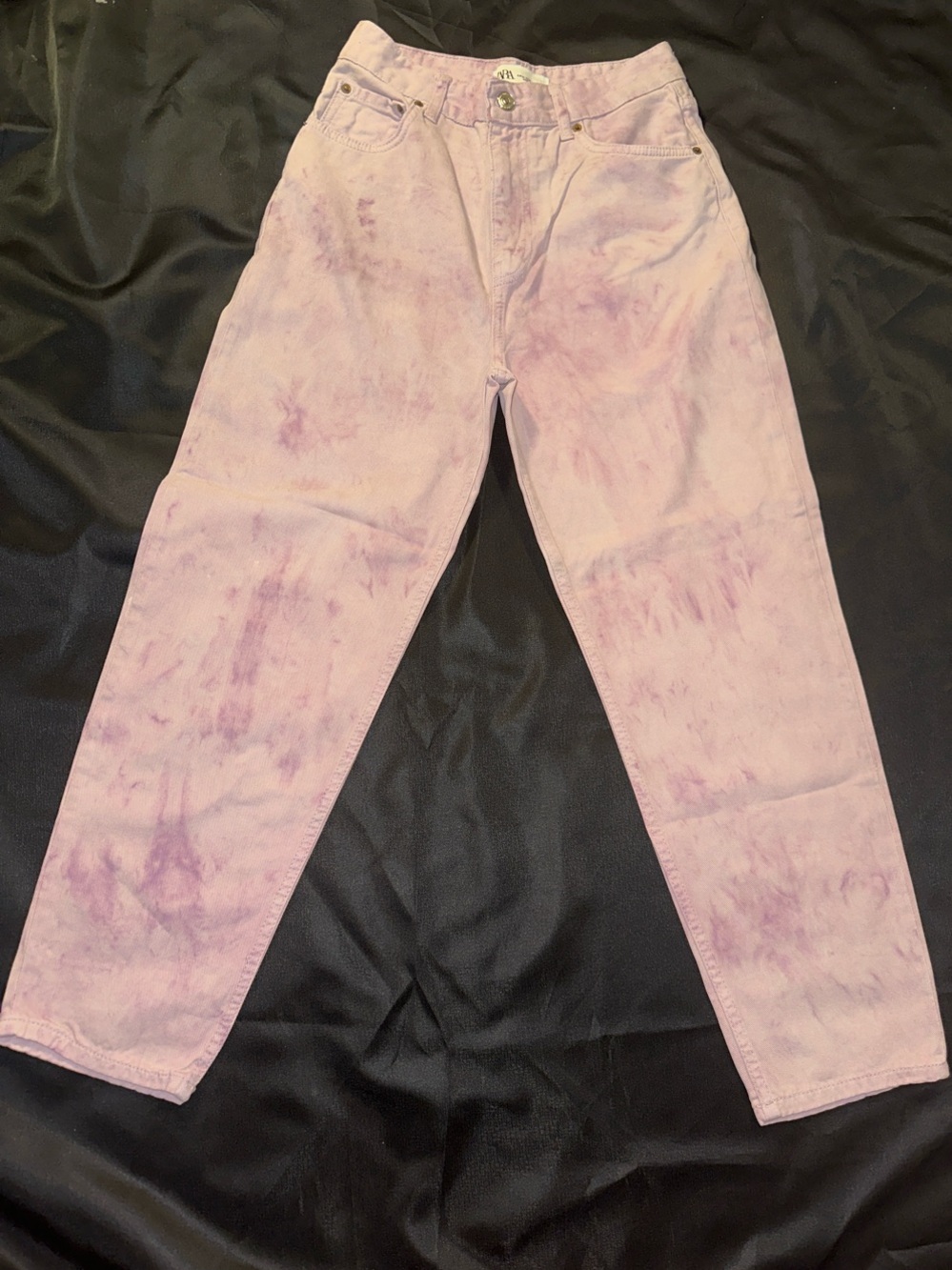 ZARA Pastel light purple Tie-Dye Denim Shorts